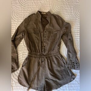 Olive green suede romper